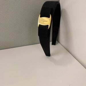 Salvatore Ferragamo Hairband Headband black with Gold Detail like new